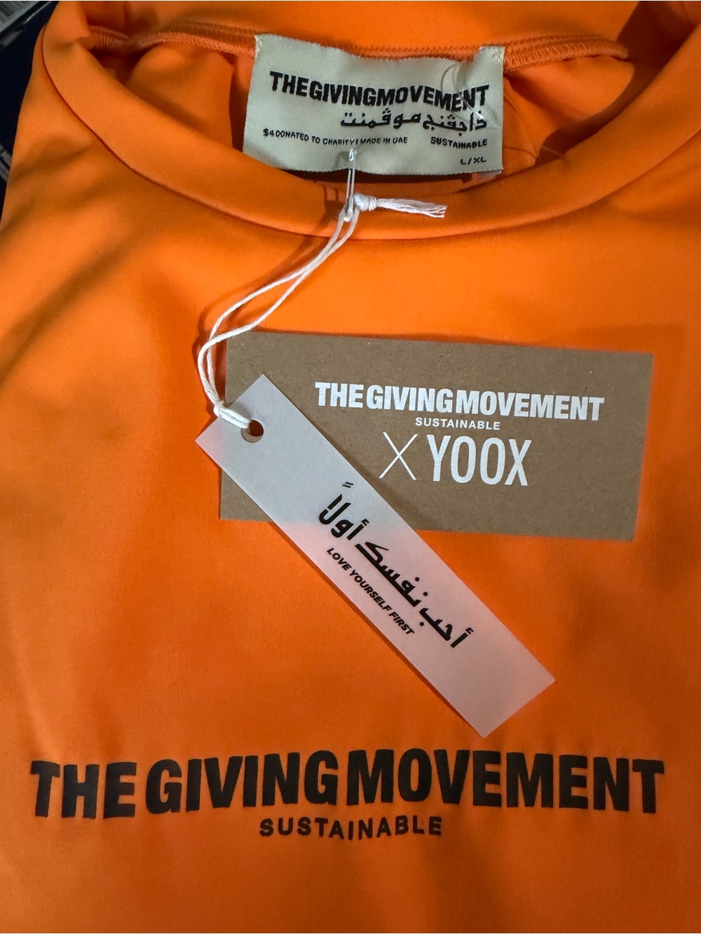 The Giving Movement Men's Orange Crew Neck Love Yourself First T-Shirt